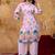 Lavender cotton soft-tone printed kurta pant set with floral print & side pocket