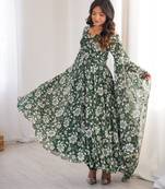 Green printed georgette anarkali kurti