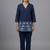 Blue floral embroidered short kurti co-ord set