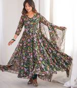 Multicolor printed georgette anarkali kurti