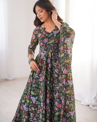 Multicolor printed georgette anarkali kurti 2