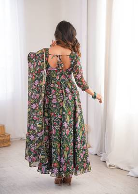 Multicolor printed georgette anarkali kurti 3