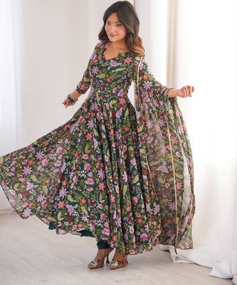 Multicolor printed georgette anarkali kurti 4
