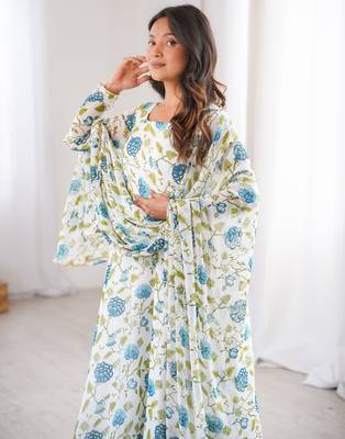 White printed georgette anarkali kurti 2