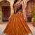Orange Rayon Navratri Lehenga Choli | Garba & Dandiya Outfit with Orange Embroidery Sleeveless Sweetheart Neckline