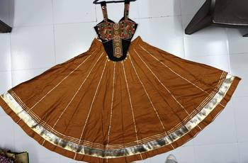 Orange Rayon Navratri Lehenga Choli | Garba & Dandiya Outfit with Orange Embroidery Sleeveless Sweetheart Neckline 4