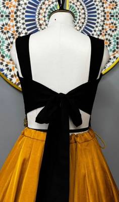 Black Rayon Navratri Lehenga Choli | Garba & Dandiya Outfit with Black Embroidery Sleeveless Sweetheart Neckline 3