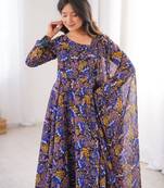 Multicolor printed georgette anarkali kurti