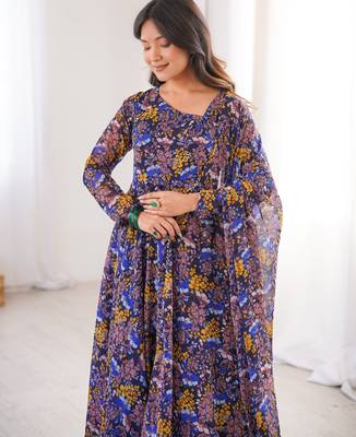 Multicolor printed georgette anarkali kurti 2
