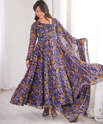 Multicolor printed georgette anarkali kurti 3