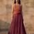 Wine Rayon Navratri Lehenga Choli | Garba & Dandiya Outfit with Multicolor Embroidery Sleeveless Square Neckline
