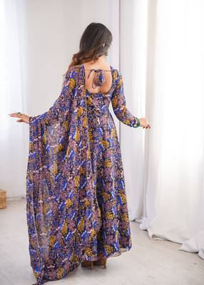 Multicolor printed georgette anarkali kurti 4