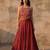 Maroon Rayon Navratri Lehenga Choli | Garba & Dandiya Outfit with Multicolor Embroidery Sleeveless Square Neckline