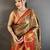 brown kanjeevaram silk blend zari woven saree with unstitched blouse piece.