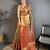 brown kanjeevaram silk blend zari woven saree with unstitched blouse piece.