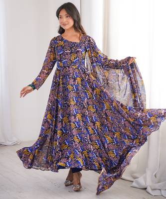 Multicolor printed georgette anarkali kurti 5