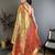 brown kanjeevaram silk blend zari woven saree with unstitched blouse piece.
