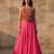 Pink Rayon Navratri Lehenga Choli | Garba & Dandiya Outfit with Multicolor Embroidery Sleeveless Square Neckline