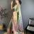 green kanjeevaram silk blend zari woven saree with unstitched blouse piece.