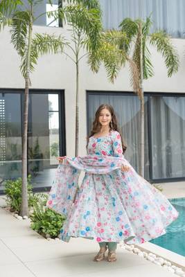 White printed georgette anarkali kurti 5