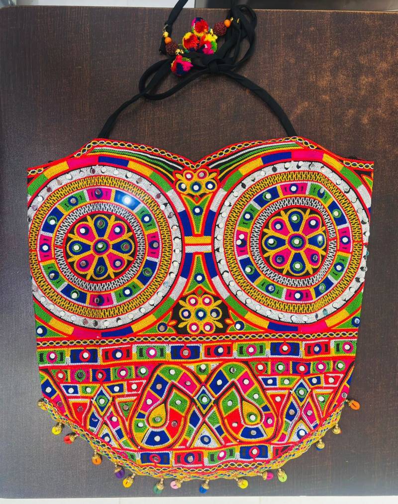 Pink Rayon Navratri Lehenga Choli | Garba & Dandiya Outfit with Multicolor Embroidery Sleeveless Square Neckline