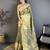 olive kanjeevaram silk blend zari woven saree with unstitched blouse piece.