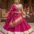 Rani-Pink Rayon Navratri Lehenga Choli | Garba & Dandiya Outfit with Rani-Pink Embroidery Sleeveless Sweetheart Neckline