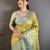 yellow kanjeevaram silk blend zari woven saree with unstitched blouse piece.