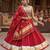 Red Rayon Navratri Lehenga Choli | Garba & Dandiya Outfit with Red Embroidery Sleeveless Sweetheart Neckline