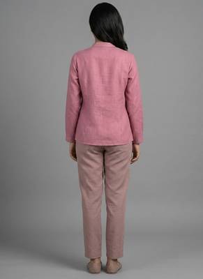 Pink floral embroidered shirt co-ord set 2