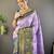 lavender tissue silk blend kanjeevaram zari woven saree with unstitched blouse piece.