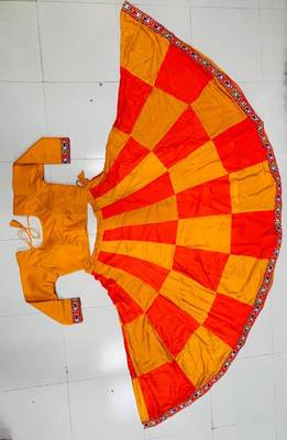 Mustard Rayon Navratri Lehenga Choli | Garba & Dandiya Outfit with Mustard Half-Sleeve Round Neckline 2
