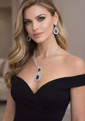 Amethyst Purple Teardrop Bridal Jewelry Set: Silver Necklace and Earrings 1