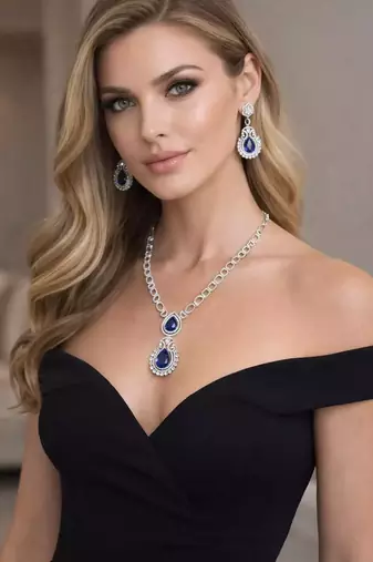 Amethyst Purple Teardrop Bridal Jewelry Set: Silver Necklace and Earrings