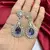 Amethyst Purple Teardrop Bridal Jewelry Set: Silver Necklace and Earrings