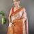 peach tissue silk blend kanjeevaram zari woven saree with unstitched blouse piece.