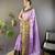 lavender tissue silk blend kanjeevaram zari woven saree with unstitched blouse piece.
