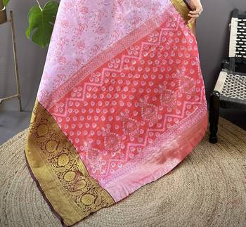 lavender tissue silk blend kanjeevaram zari woven saree with unstitched blouse piece. 5