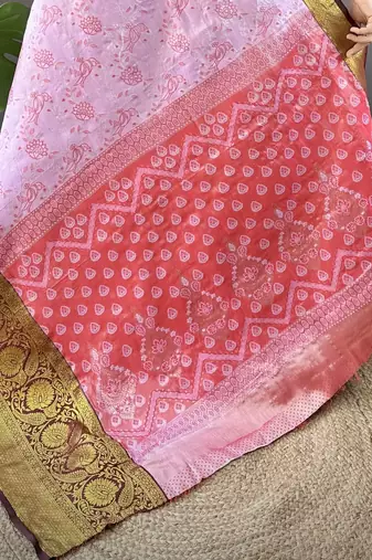 lavender tissue silk blend kanjeevaram zari woven saree with unstitched blouse piece.