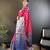 rani kanjeevaram silk blend zari woven saree with unstitched blouse piece.