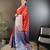 red kanjeevaram silk blend zari woven saree with unstitched blouse piece.