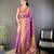 purple soft silk blend banarasi zari woven saree with unstitched blouse piece.