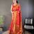 red soft silk blend banarasi zari woven saree with unstitched blouse piece.