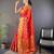 red soft silk blend banarasi zari woven saree with unstitched blouse piece.