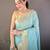 sky blue soft cotton blend zari checks saree with unstitched blouse piece.
