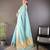 sky blue soft cotton blend zari checks saree with unstitched blouse piece.