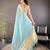 sky blue soft cotton blend zari checks saree with unstitched blouse piece.