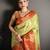 green kanjeevaram silk blend zari woven saree with unstitched blouse piece.