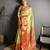green kanjeevaram silk blend zari woven saree with unstitched blouse piece.