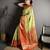 green kanjeevaram silk blend zari woven saree with unstitched blouse piece.